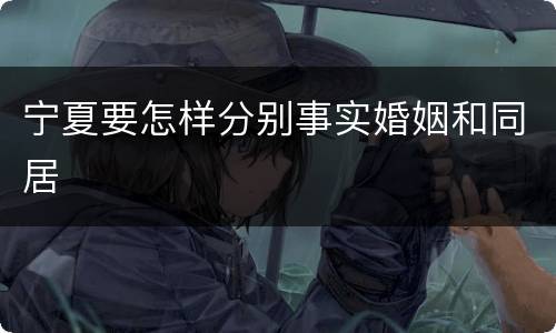 宁夏要怎样分别事实婚姻和同居