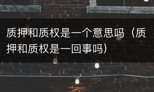 质押和质权是一个意思吗（质押和质权是一回事吗）