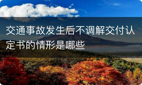 交通事故发生后不调解交付认定书的情形是哪些