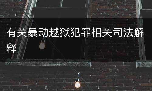 有关暴动越狱犯罪相关司法解释