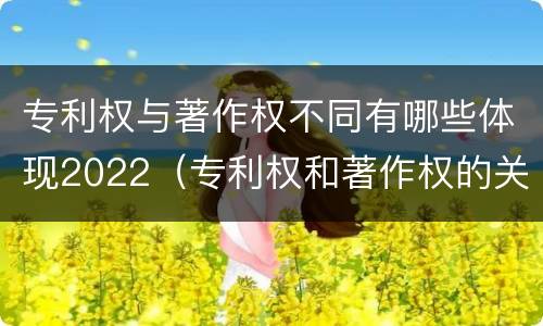 专利权与著作权不同有哪些体现2022（专利权和著作权的关系）