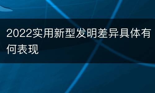 2022实用新型发明差异具体有何表现