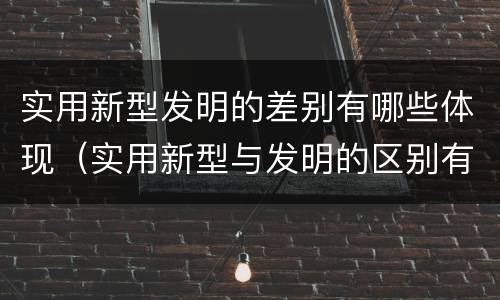 实用新型发明的差别有哪些体现（实用新型与发明的区别有哪些）