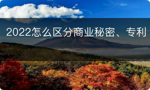 2022怎么区分商业秘密、专利