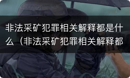 非法采矿犯罪相关解释都是什么（非法采矿犯罪相关解释都是什么罪名）
