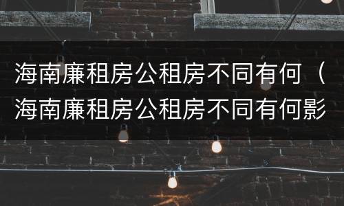 海南廉租房公租房不同有何（海南廉租房公租房不同有何影响）