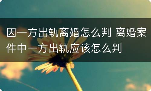 因一方出轨离婚怎么判 离婚案件中一方出轨应该怎么判