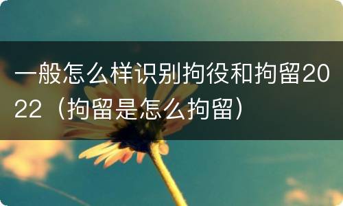 一般怎么样识别拘役和拘留2022（拘留是怎么拘留）
