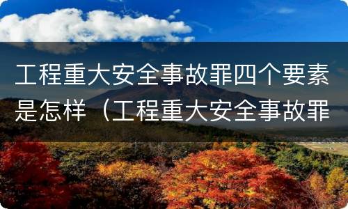 工程重大安全事故罪四个要素是怎样（工程重大安全事故罪四个要素是怎样划分的）