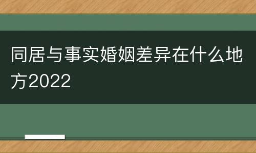 同居与事实婚姻差异在什么地方2022