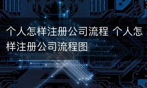 个人怎样注册公司流程 个人怎样注册公司流程图