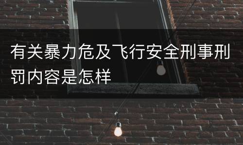 有关暴力危及飞行安全刑事刑罚内容是怎样