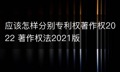 应该怎样分别专利权著作权2022 著作权法2021版