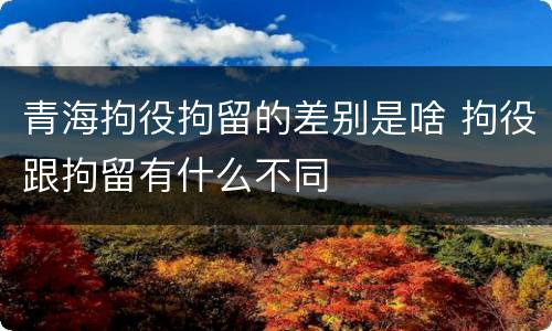 青海拘役拘留的差别是啥 拘役跟拘留有什么不同