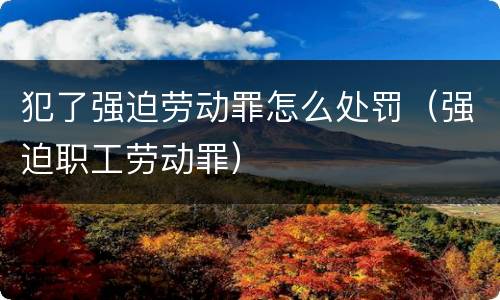 犯了强迫劳动罪怎么处罚（强迫职工劳动罪）