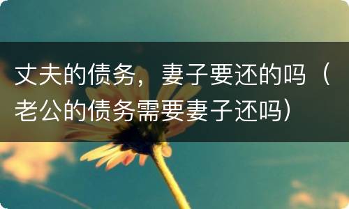 丈夫的债务，妻子要还的吗（老公的债务需要妻子还吗）