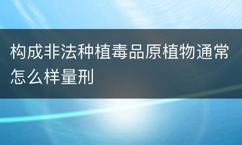 构成非法种植毒品原植物通常怎么样量刑