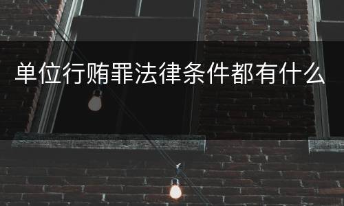 单位行贿罪法律条件都有什么