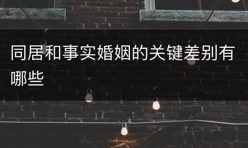 同居和事实婚姻的关键差别有哪些