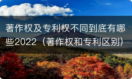 著作权及专利权不同到底有哪些2022（著作权和专利区别）