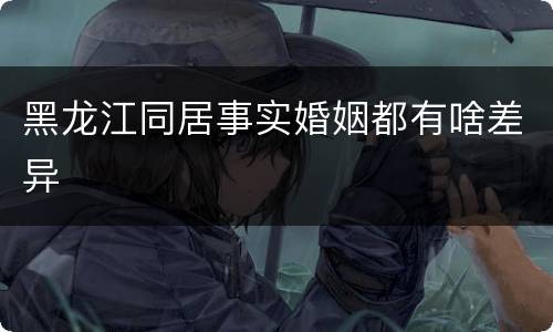 黑龙江同居事实婚姻都有啥差异