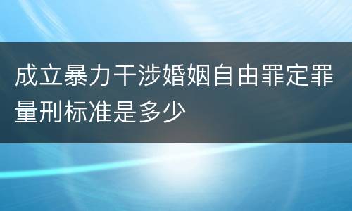 成立暴力干涉婚姻自由罪定罪量刑标准是多少