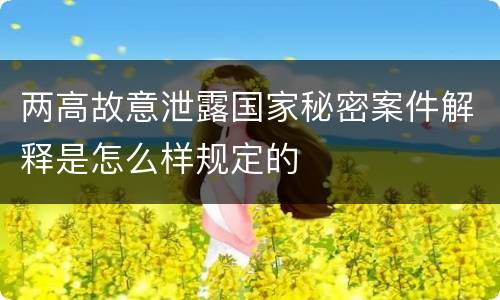 两高故意泄露国家秘密案件解释是怎么样规定的
