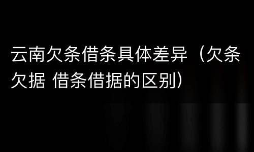云南欠条借条具体差异（欠条欠据 借条借据的区别）