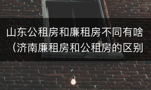 山东公租房和廉租房不同有啥（济南廉租房和公租房的区别）