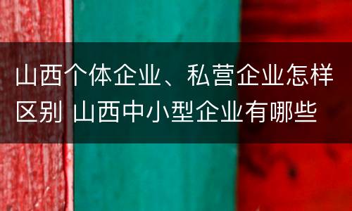山西个体企业、私营企业怎样区别 山西中小型企业有哪些