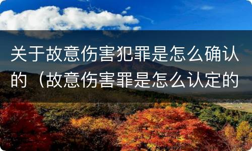 关于故意伤害犯罪是怎么确认的（故意伤害罪是怎么认定的）