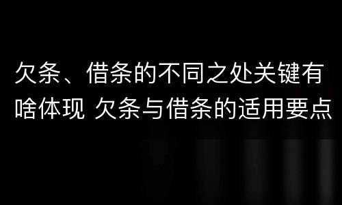 欠条、借条的不同之处关键有啥体现 欠条与借条的适用要点