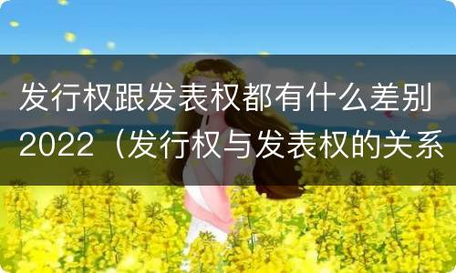 发行权跟发表权都有什么差别2022（发行权与发表权的关系）