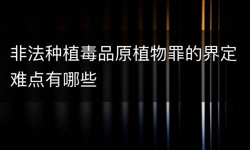 非法种植毒品原植物罪的界定难点有哪些