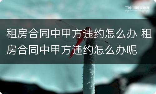 租房合同中甲方违约怎么办 租房合同中甲方违约怎么办呢