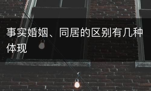 事实婚姻、同居的区别有几种体现