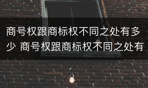 商号权跟商标权不同之处有多少 商号权跟商标权不同之处有多少种类
