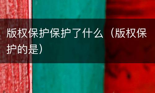 版权保护保护了什么（版权保护的是）