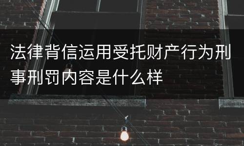 法律背信运用受托财产行为刑事刑罚内容是什么样