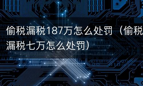 偷税漏税187万怎么处罚（偷税漏税七万怎么处罚）