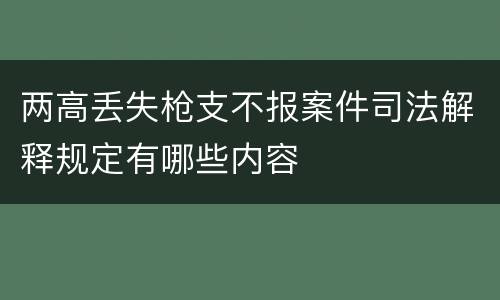 两高丢失枪支不报案件司法解释规定有哪些内容
