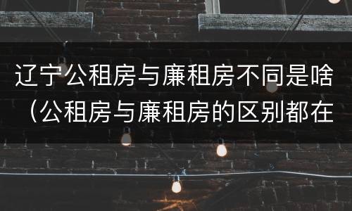 辽宁公租房与廉租房不同是啥（公租房与廉租房的区别都在此,别再搞错了!）