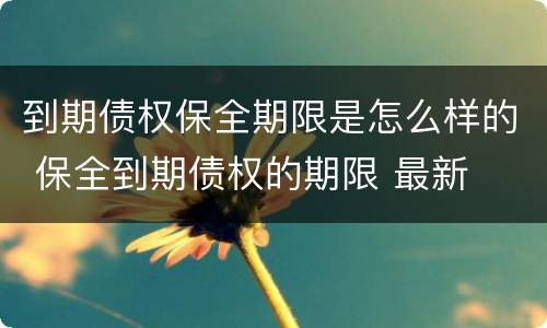 到期债权保全期限是怎么样的 保全到期债权的期限 最新