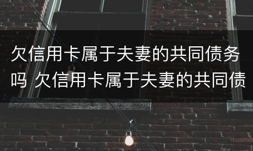 欠信用卡属于夫妻的共同债务吗 欠信用卡属于夫妻的共同债务吗知乎
