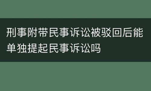 刑事附带民事诉讼被驳回后能单独提起民事诉讼吗