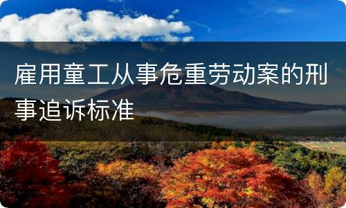 雇用童工从事危重劳动案的刑事追诉标准