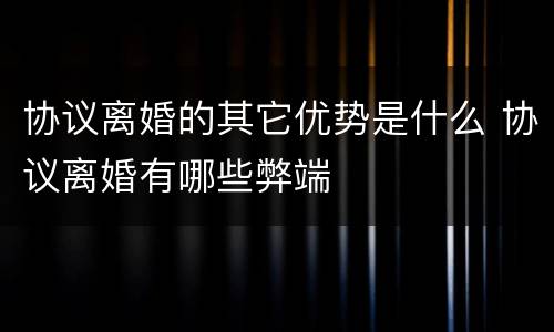 协议离婚的其它优势是什么 协议离婚有哪些弊端