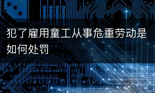 犯了雇用童工从事危重劳动是如何处罚