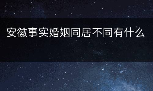 安徽事实婚姻同居不同有什么