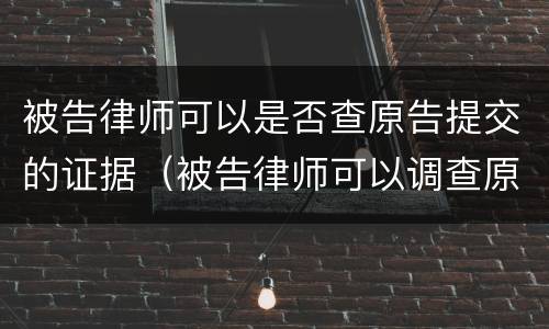 被告律师可以是否查原告提交的证据（被告律师可以调查原告证据吗）